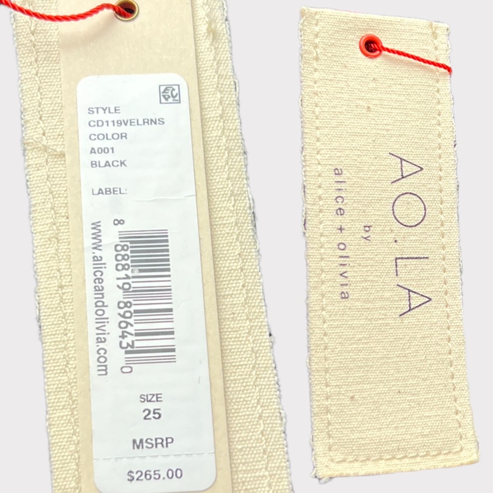 NWT AO.LA by alice + olivia Good High-Rise Button-Fly Velvet Skinny Jeans 25 - Picture 10 of 13